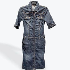 Armani exchange denim dress Y2K front zip thick denim